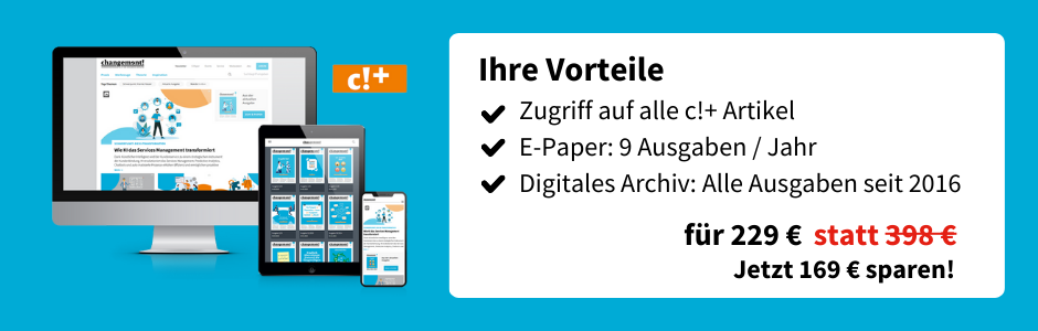 Ihre Vorteile
Zugriff auf alle c!+ Artikel
E-Paper: 9 Ausgaben / Jahr
Digitales Archiv: Alle Ausgaben seit 2016
für 229 € statt 398 €
Jetzt 169 € sparen!
